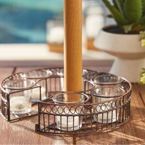 Umbrella Tea Light Candle Holder Black Metal READ